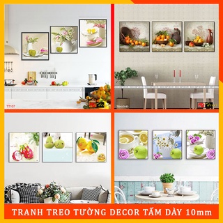 Tranh dán tường Phòng Ăn  3D in trên chất liệu gỗ nhựa cứng dày 3mm , kèm băng dính xốp