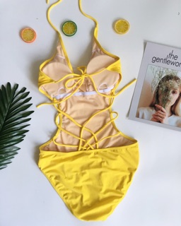 Bikini cổ V cut- out vàng