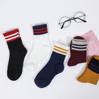 1 Đôi Tất Cotton Kẻ Sọc Thời Trang Xuân Thu Cho Bé