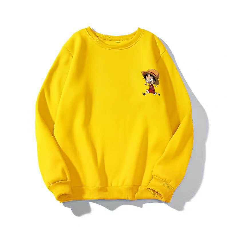 Áo Sweater Nỉ Unisex Form Rộng Nam Nữ Logo Áo Thiết Kế In Hình Nhok One Pice Siêu Dễ Thương