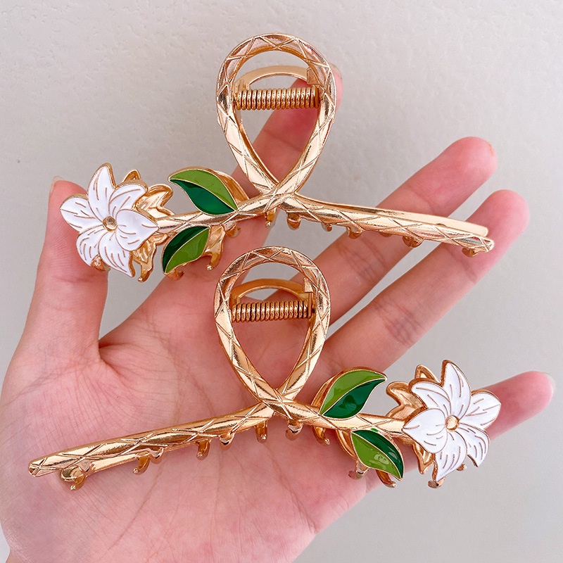 Kẹp tóc càng cua kim loại hình cành hoa
