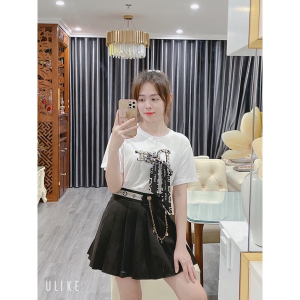 áo phông dáng trùm mông khen khăn lụa cao cấp