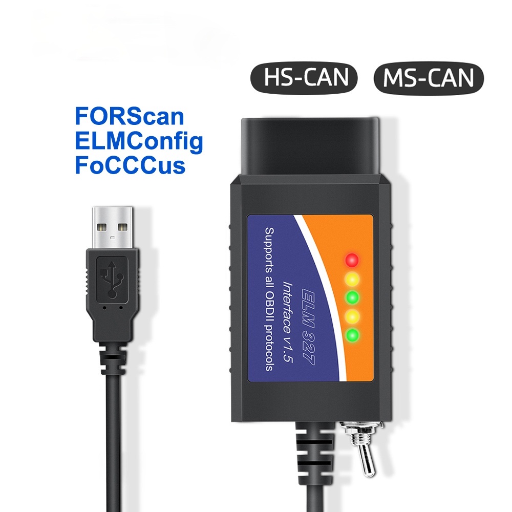ELM 327 V1.5 USB ELM327 Switch cho Ford Forscan ELMconfig Code Reader Scanner PIC18F25K80 HS CAN MS 