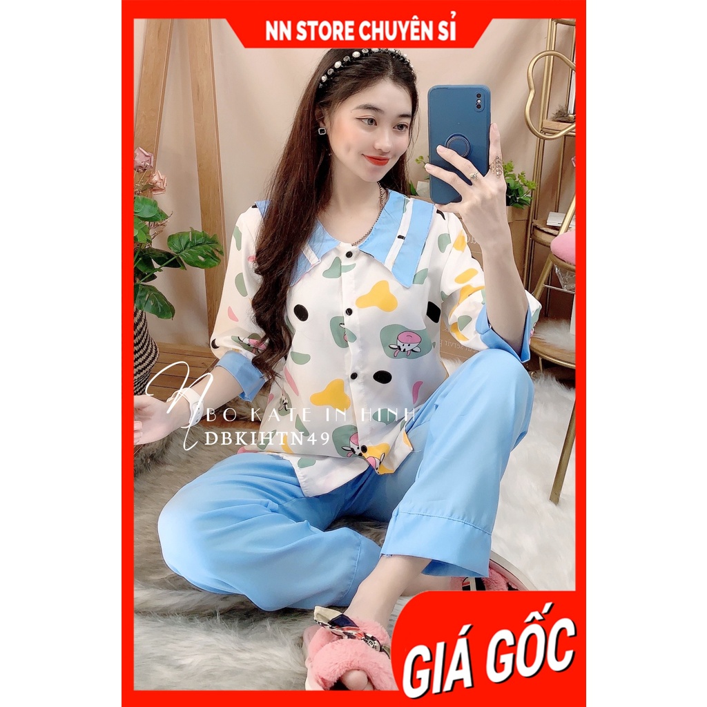 Đồ bộ nữ mặc nhà cổ tiểu thư chất kate mềm in hình dễ thương DBKTN49