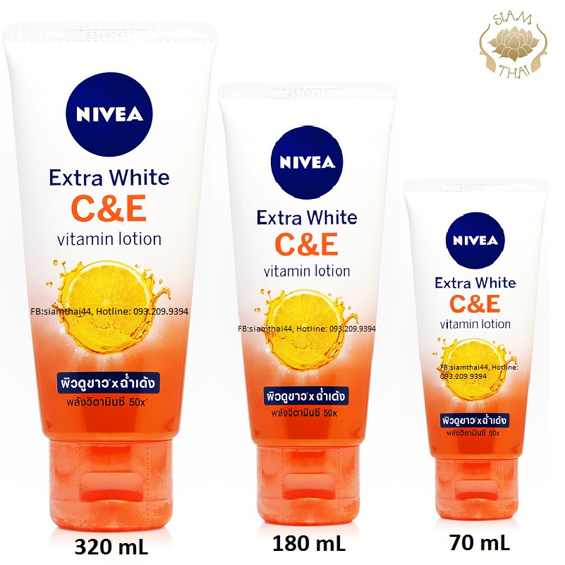 DƯỠNG THỂ NIVEA EXTRA WHITE VITAMIN C&E THÁI LAN 320ML- Dưỡng trắng rạng rỡ tức thì