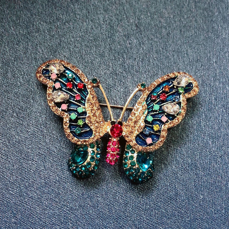 Trâm Cài Áo Hình Bướm Đính Đá Ba Chiều Dễ Phối Đồ Cho Nữ