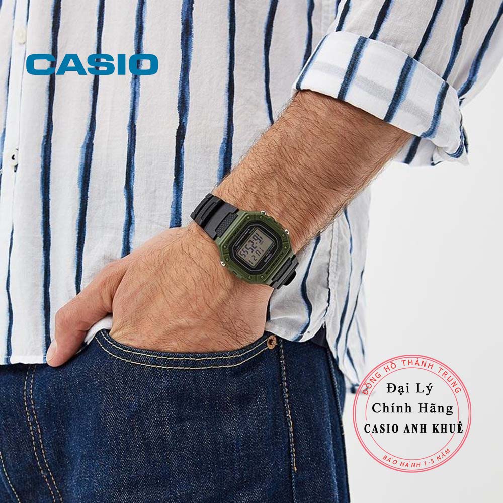 Đồng hồ điện tử nam Casio W-218H-3AVDF dây nhựa