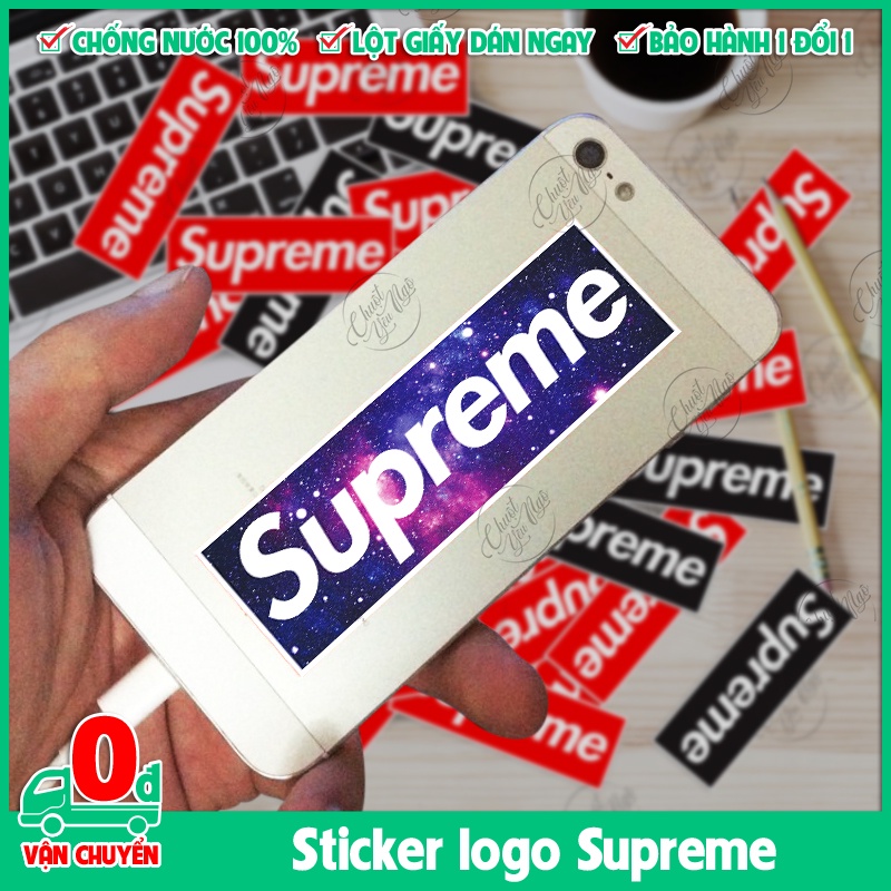 Bộ 25 sticker logo SUPREME\ chống nước dán điện thoại, laptop, xe đạp, nón bảo hiểm,...