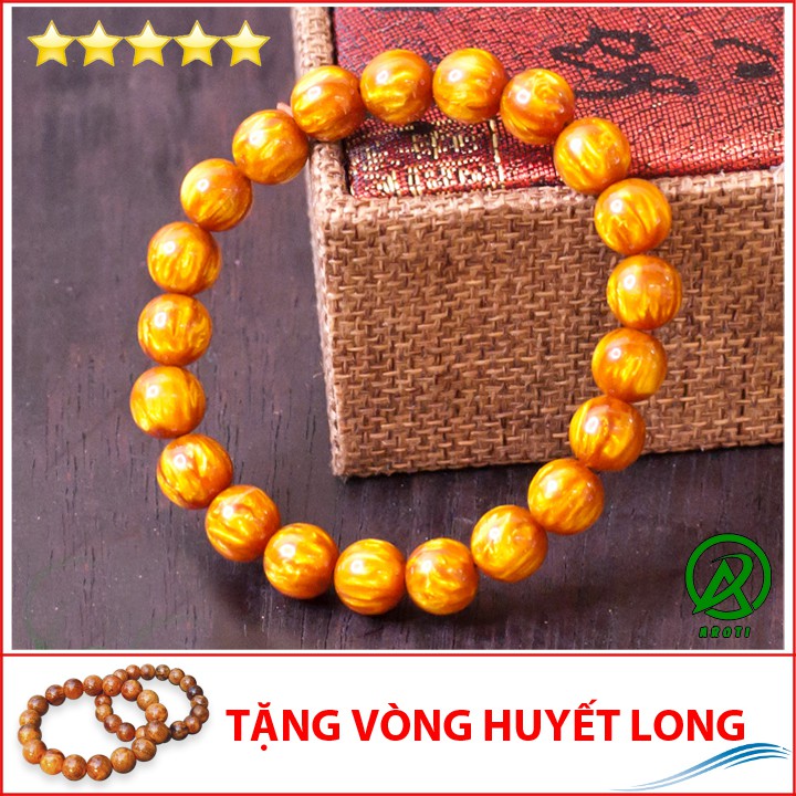 Vòng phong thủy gỗ hải liễu 8 ly - Hợp mệnh Kim - Thủy - Mộc V204-08(HL)- Kèm Vòng Gỗ Huyết Long