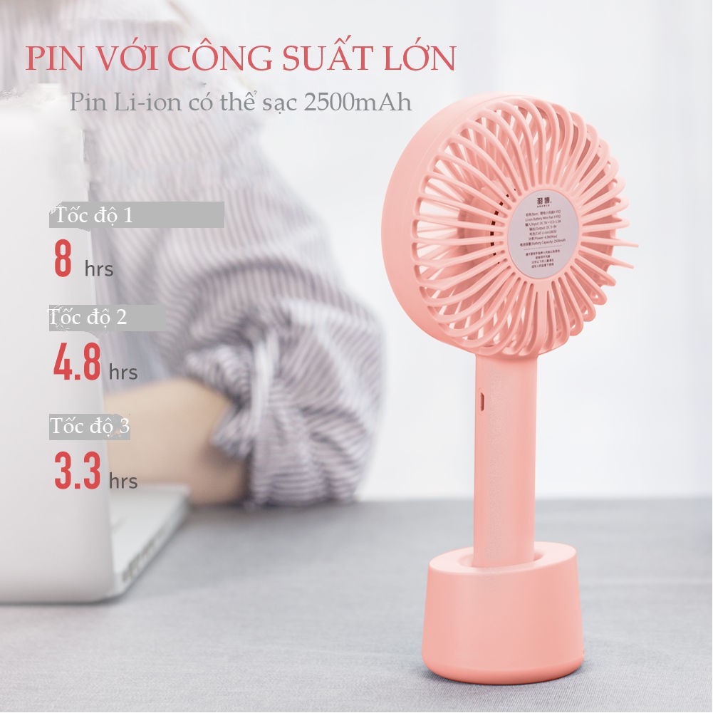 Quạt Yoobao Quạt cầm tay mini F02 - 3 tốc độ gió - Pin siêu trâu - có bảo hành 6 tháng