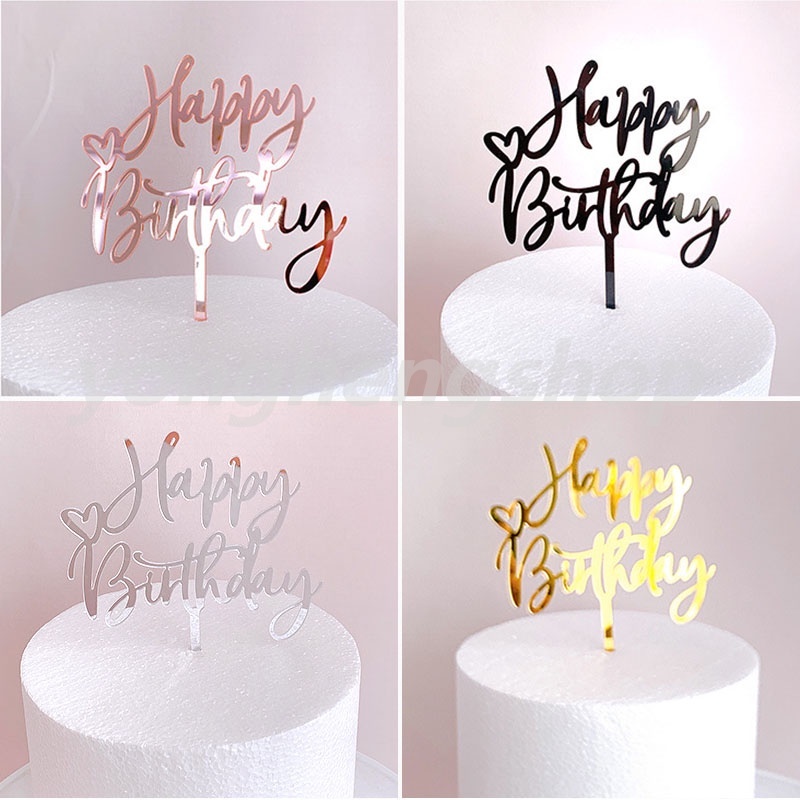 Phụ kiện trang trí bánh sinh nhật bằng acrylic hình trái tim