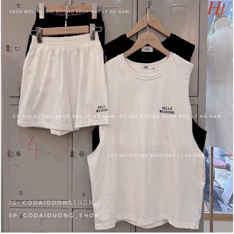 Sét áo tanktop hello +quần đùi HT11
