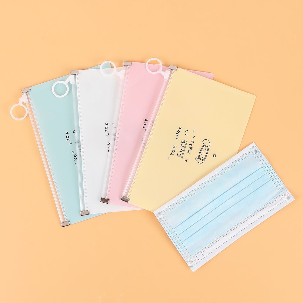[Hàng mới về] Túi đựng khẩu trang có khóa dây kéo in họa tiết hoạt hình nhiều màu sắc dễ thương tùy chọn tiện lợi