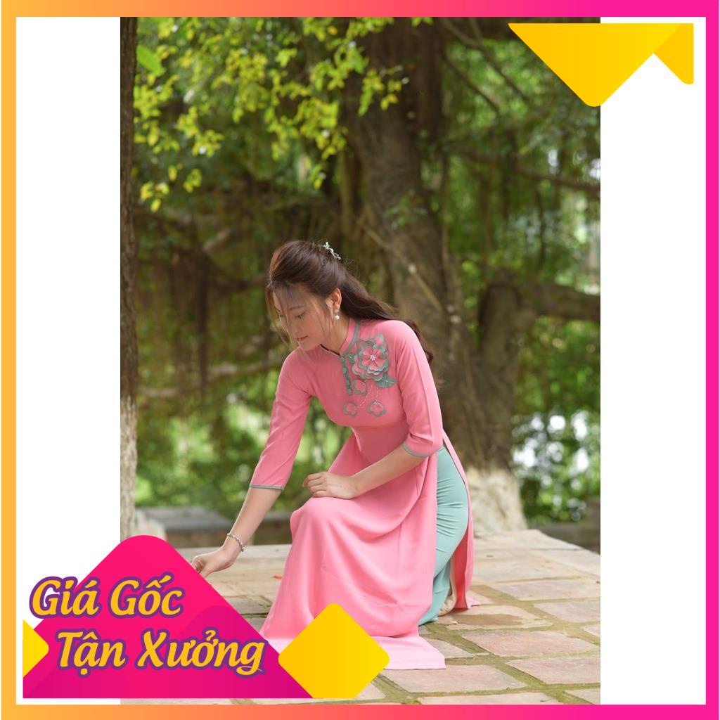 Áo dài lụa mỹ hoa ngực