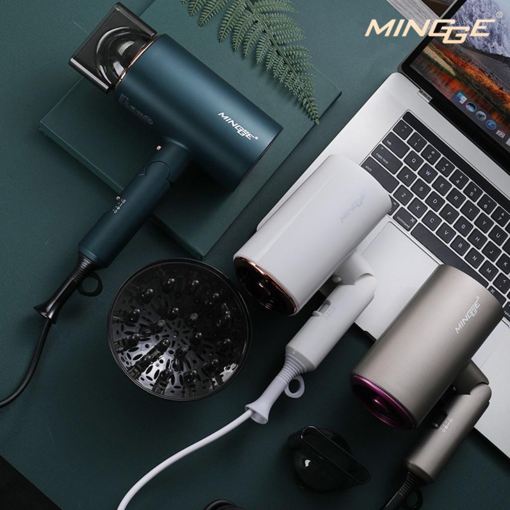 Máy sấy tóc công suất lớn Mingge tạo kiểu, máy sấy tóc 2 chiều nóng lạnh ánh sáng ion tại salon