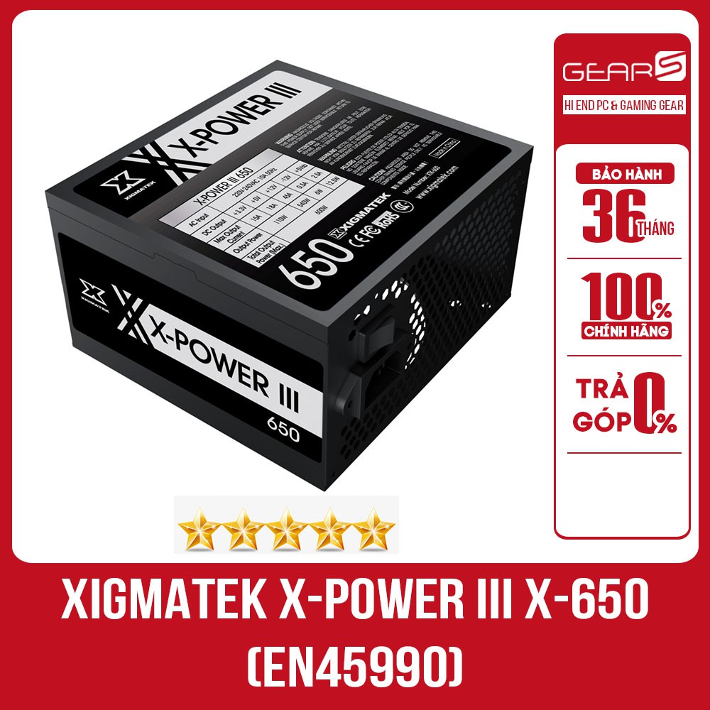 Nguồn XIGMATEK X-POWER III X-650 (EN45990) - Bảo hành chính hãng Mai Hoàng 36 T