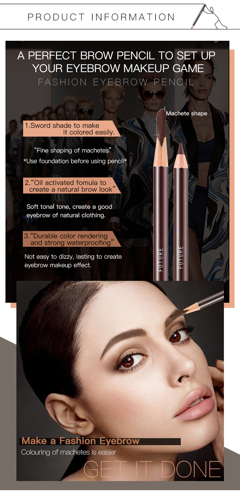 Chì kẻ mày siêu mịn Pudaier, Chì kẻ mày nâu đen lâu trôi không thấm nước bằng gỗ, Chì kẻ mày lõi cứng ba chiều tự nhiên | BigBuy360 - bigbuy360.vn