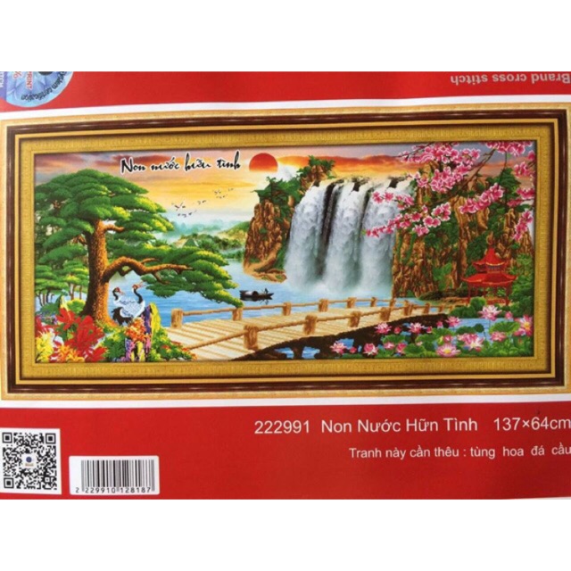 Tranh thêu chữ thập non nước hữu tình 222991 (chưa thêu)