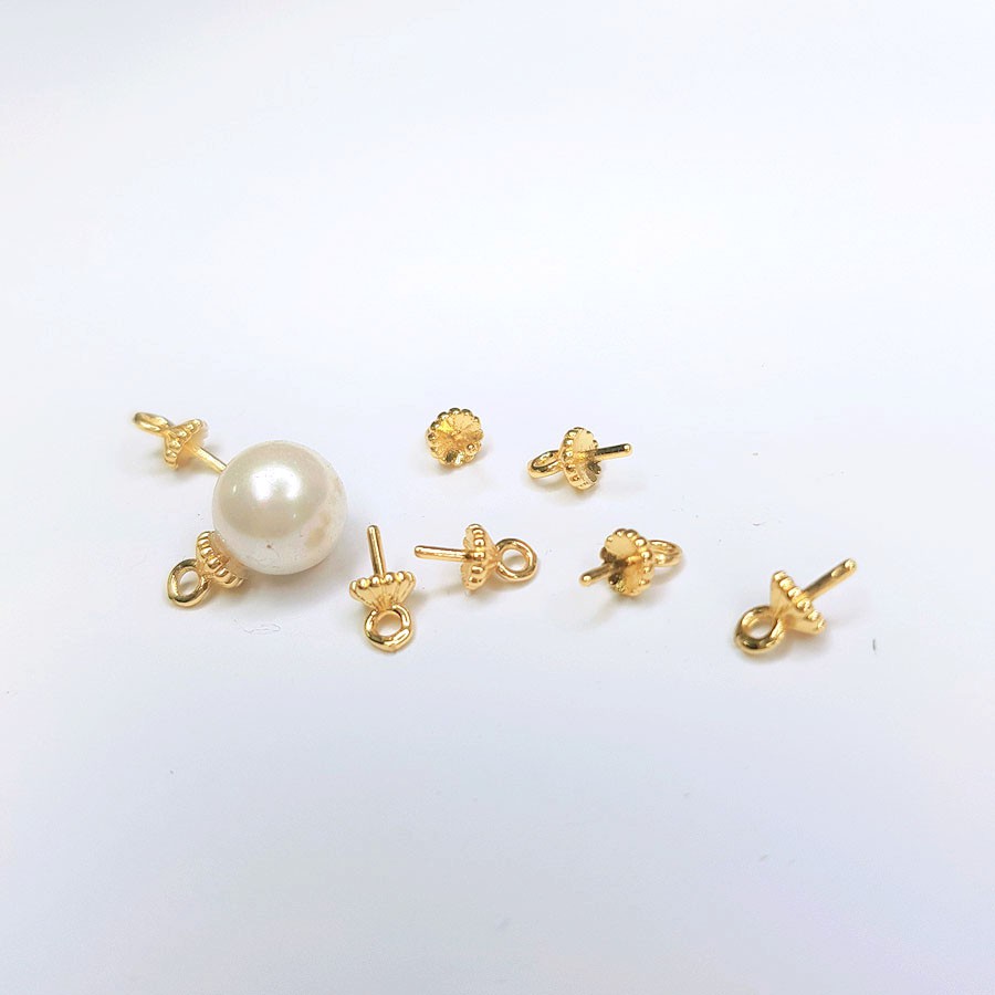 [G1B] Phụ kiện trang sức (DIY) - Set 5 cái Kim trống treo hạt làm bông tai mặt dây chuỗi