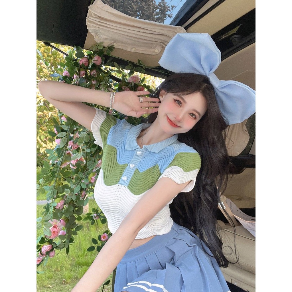 Áo Len Ngắn Tay Phong Cách Hàn Quốc Thời Trang Mùa Hè Hàng Mới Dành Cho Nữ