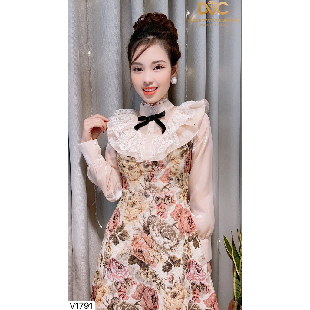 [Mã WASTGO hoàn 10% xu đơn 99k] Váy hoa tiểu thư V1791 - Đẹp Shop DVC (Kèm ảnh thật trải sàn do shop tự chụp) | BigBuy360 - bigbuy360.vn