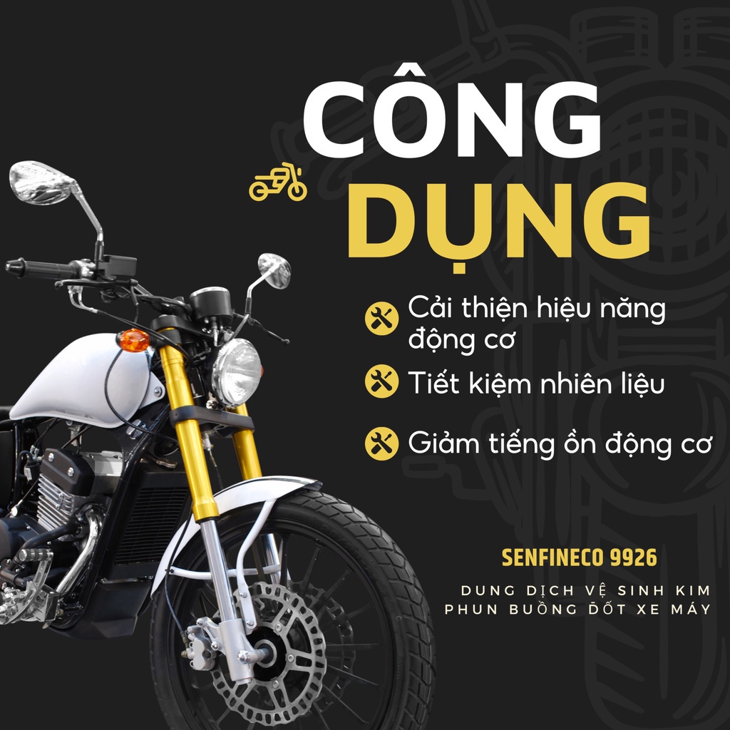 Vệ sinh buồng đốt xe máy Senfineco 9926 Motorbike Jet Cleaner cho xe số, xe tay côn, xe tay ga