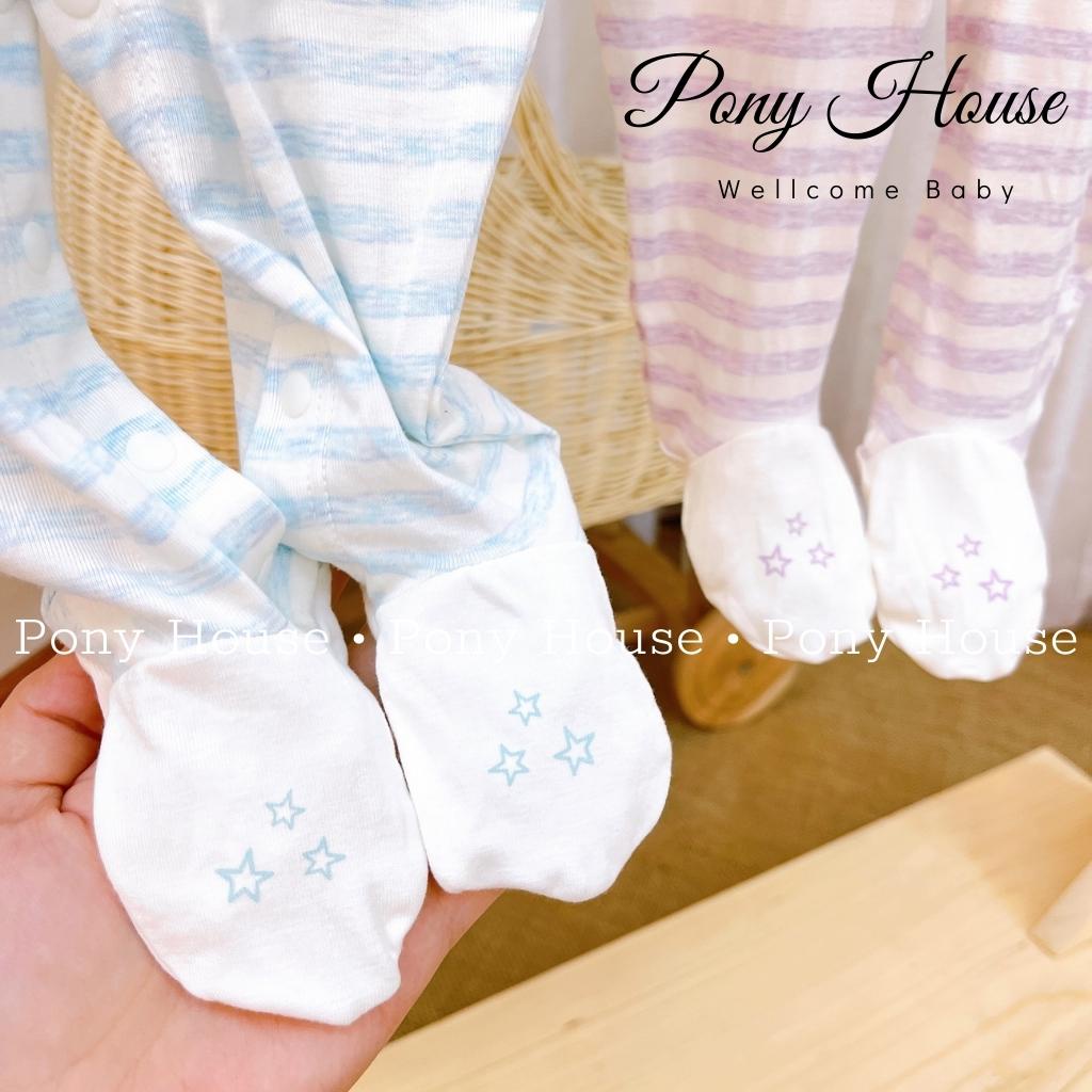 Body Liền Tất Nous Petit Xanh Hồng Kẻ Sọc - Bộ Liền Cho Bé Trai Bé Gái Sơ Sinh (Size 0-3M Đến 3-6M)