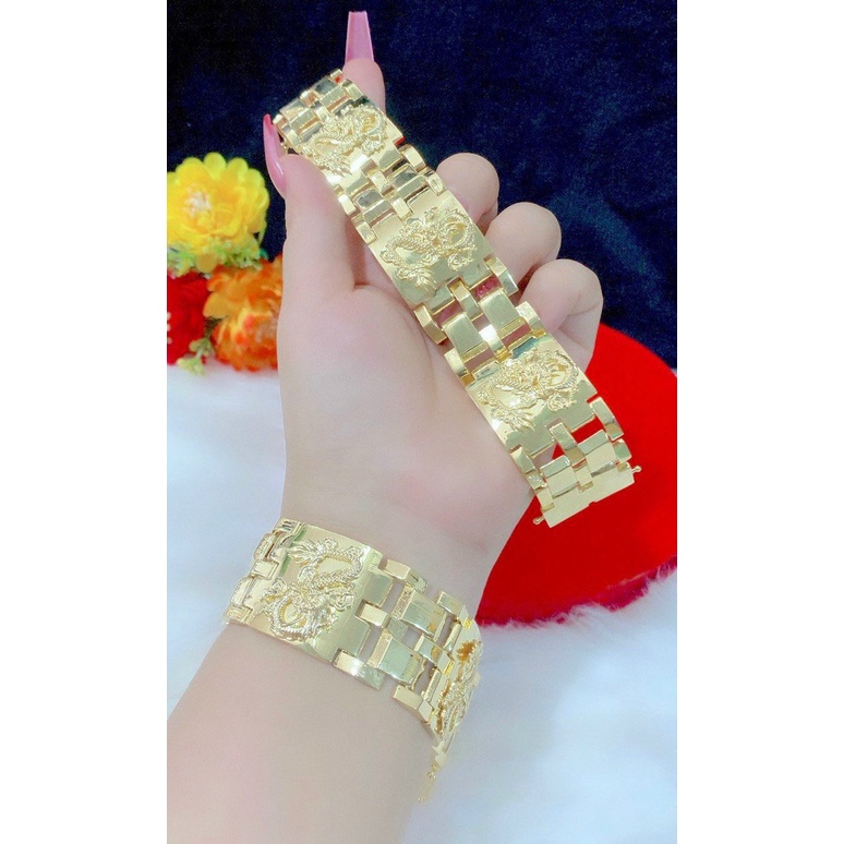 Lắc Tay Nam Mạ Vàng Chạm Rồng Cuộn 130R210622 - Bao đổi trả trong vòng 07 ngày