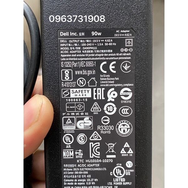 Sạc laptop Dell 90w 19.5V-4.62A chân kim nhỏ chính hãng Dell cung cấp