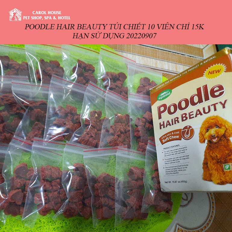 Viên dưỡng mượt lông Poodle Hair Beauty Hộp - Gói 10 viên chỉ 15k