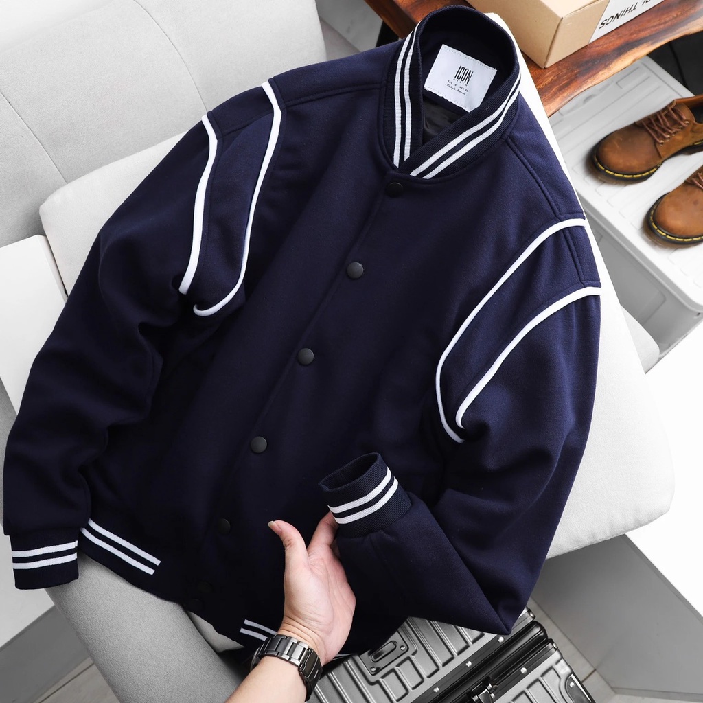 Áo Khoác da lộn bomber form rộng 2 lớp, phối màu siêu thời trang, Áo Khoác Dù Unisex Nam Nữ