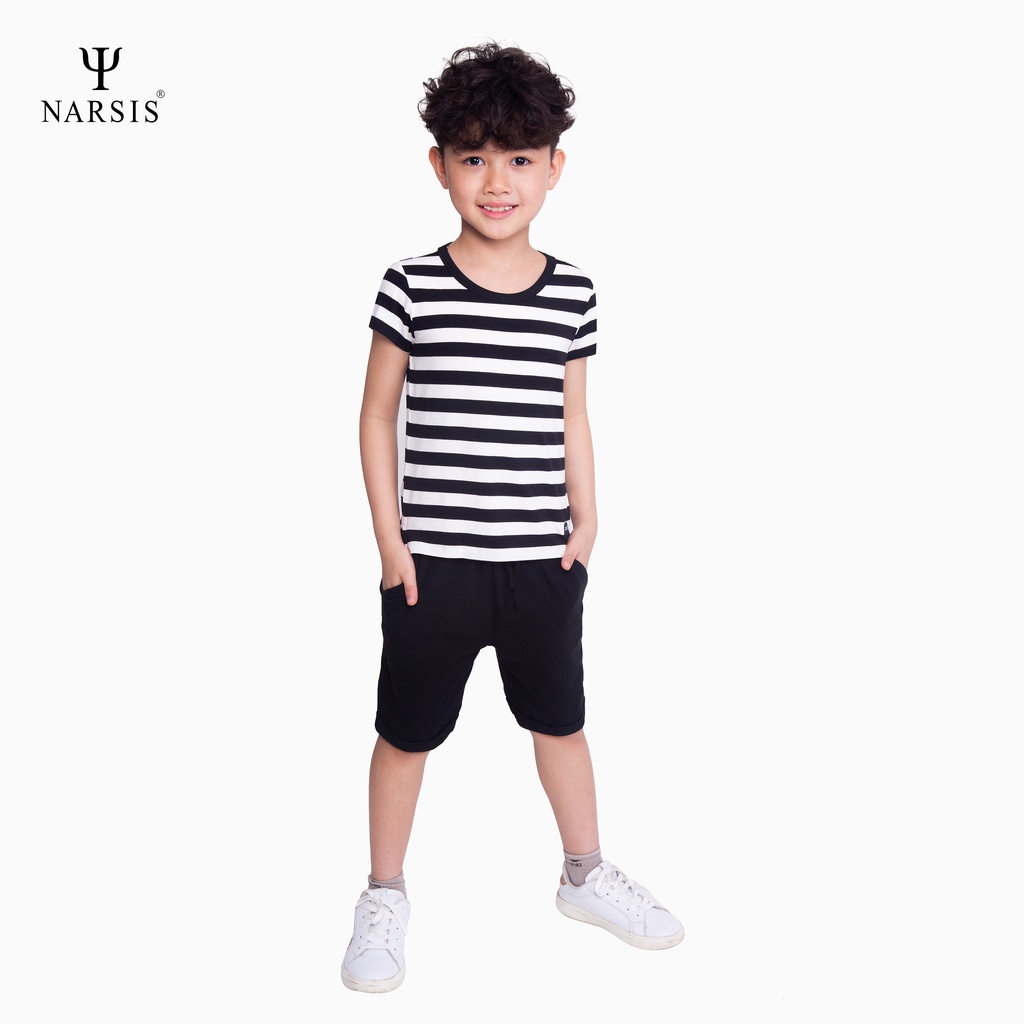 Bộ đồ hè bé trai Narsis KE0006 kẻ đen trắng quần đen