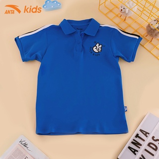 Áo polo bé trai Anta Kids chất cotton co giãn nhẹ, thấm hút nhanh, mềm mịn WH52129120