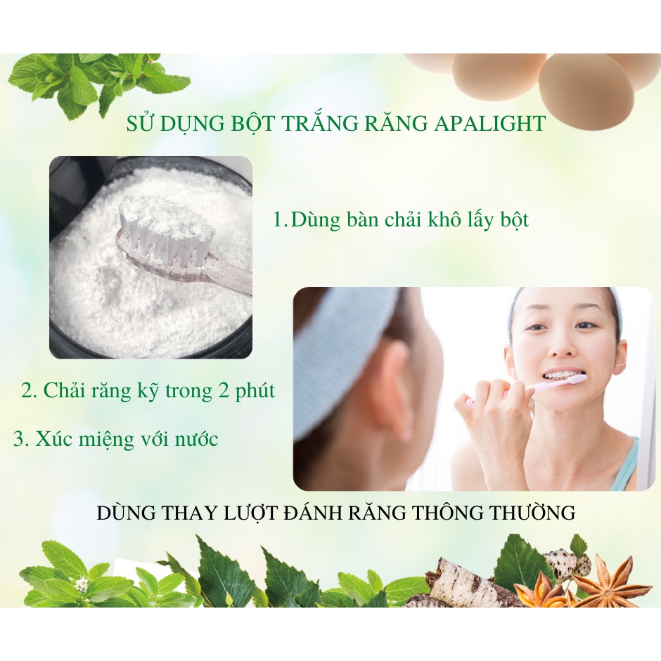 Bột làm trắng răng thơm miệng Apalight Nhật Bản, làm trắng loại bỏ mảng bám vết ố, ngừa hôi miệng và sâu răng 26gr