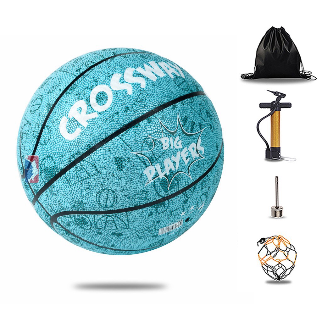 Bóng rổ da Crossway - Bóng rổ da size 7 - Tặng bơm, balo rút, kim bơm, túi lưới