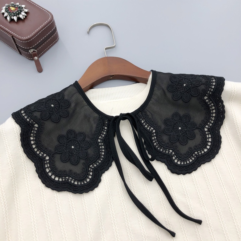 Cổ Áo Sơ Mi Giả Thêu Họa Tiết Trang Trí Cho Bé Gái