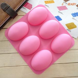 Ie❤au 6slots hand made 3d oval shape silicone soap mould jelly maker cake mold tool