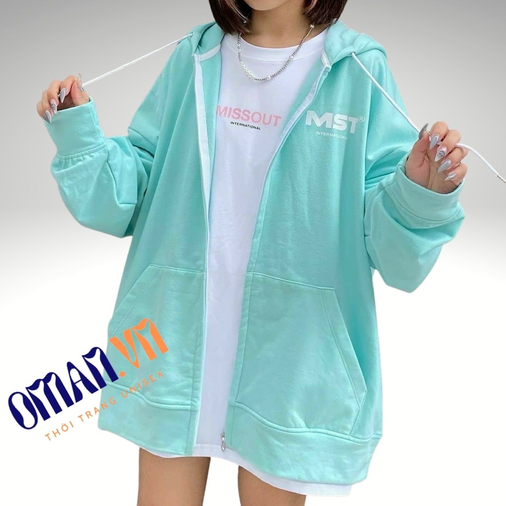 Áo khoác nỉ Hoodie MISS.OUT Dây Kéo form rộng áo nỉ bông ulzzang Cá Tính Unisex Oman | BigBuy360 - bigbuy360.vn