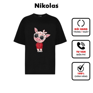 Nfsv /áo thun unisex nikolas 100% cotton pig cute t-shỉrt！