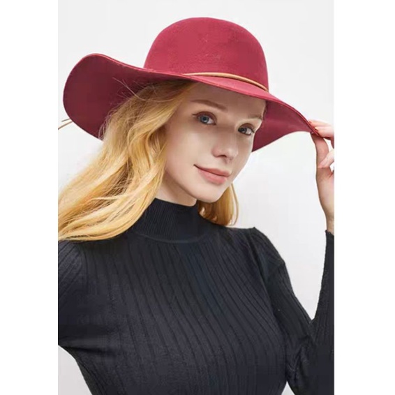 Nón nỉ rộng vành fedora mũ rộng vành nữ đi biển đẹp V22rv0203