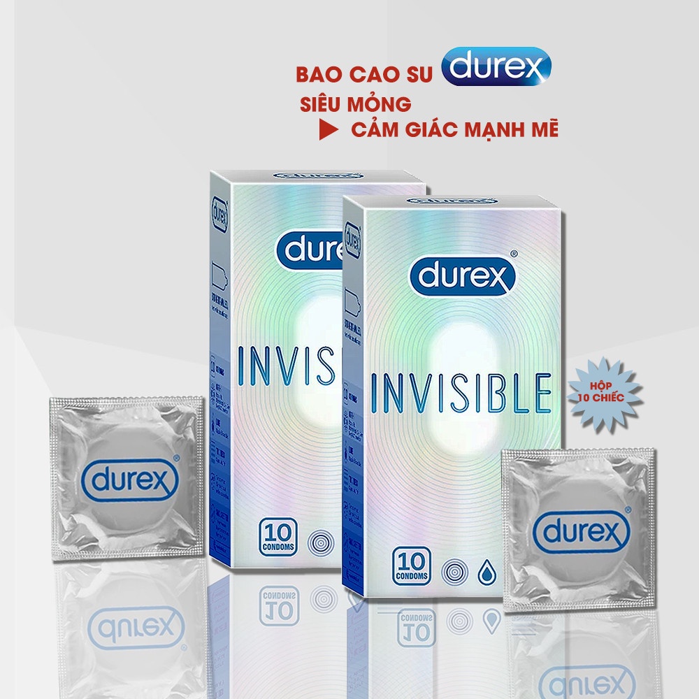 [COMBO 2] Bao cao su Durex Invisible + TẶNG 1 Gel Play 50 ml