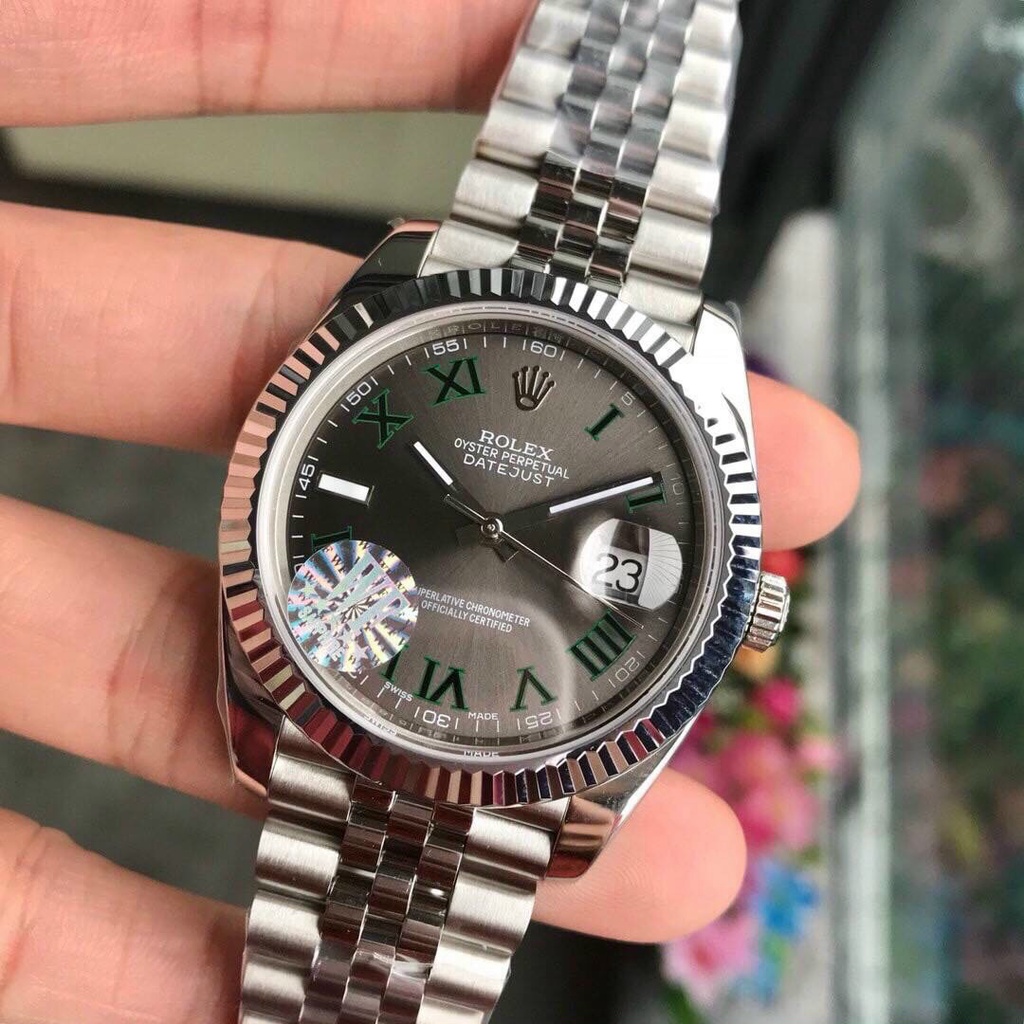 Đồng hồ Nam Rolex máy nhật, mẫu classic, mặt trắng viền trắng, dây kim loại, dòng cơ Automatic