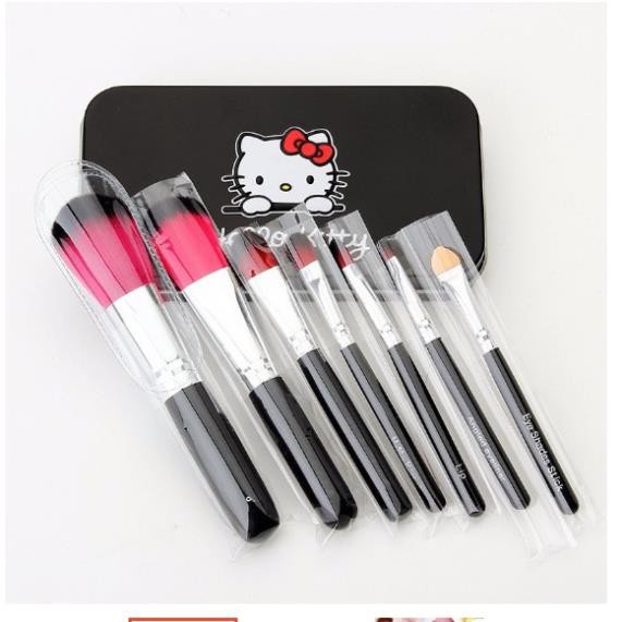Set cọ trang điểm Kitty 7 món kèm hộp nhôm