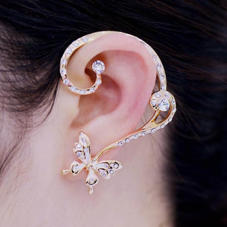 Khuyên Tai Tua Rua Dáng Dài Hình Bướm Màu Vàng Thời Trang Sang Trọng Cho Nữ