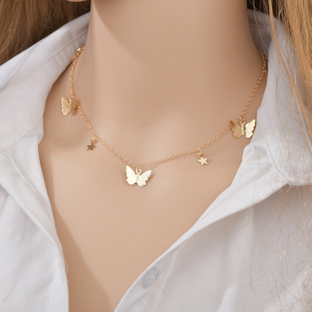 Vòng Cổ Nữ, Dây Chuyền, Choker Tạo Hình Bướm Điệu Đà