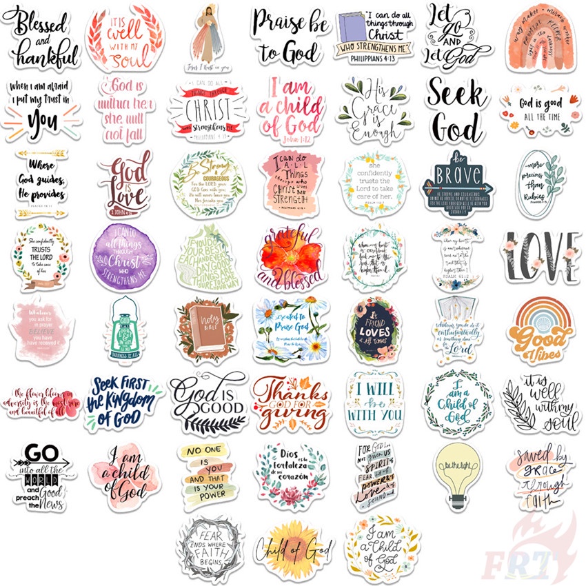 ❉ Bible Phrase Series 01 Stickers ❉ 50Pcs/Set Fashion DIY Waterproof Decals Doodle Stickers