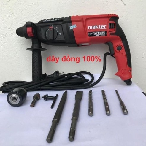 máy khoan bê tông maktec tặng 5 mũi khoan đục và đầu khoan vít