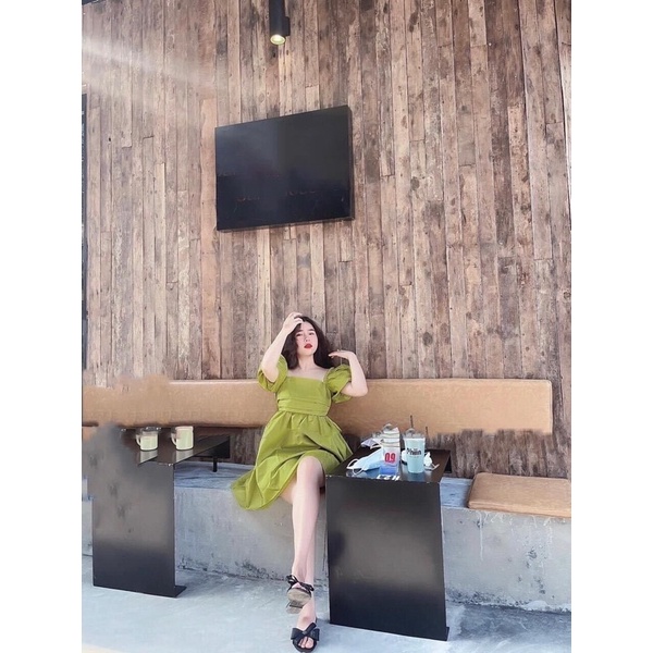 Váy babydoll nơ sau lưng màu xanh cốm cho cj em👗