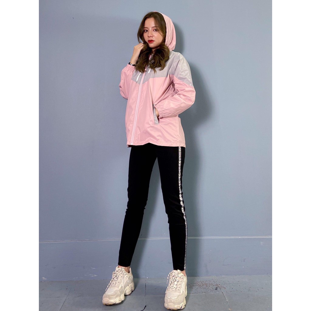 Áo Gió Nữ Đẹp Hàn Quốc Màu Hồng Pha Ghi Siêu Phẩm Chống Nước Mùa Lạnh | BigBuy360 - bigbuy360.vn