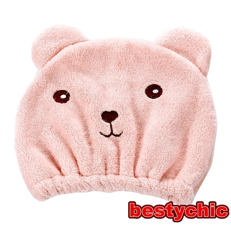 Mũ Tắm Trùm Đầu Thấm Hút Nhanh Khô Kiểu Hoạt Hình Dễ Thương